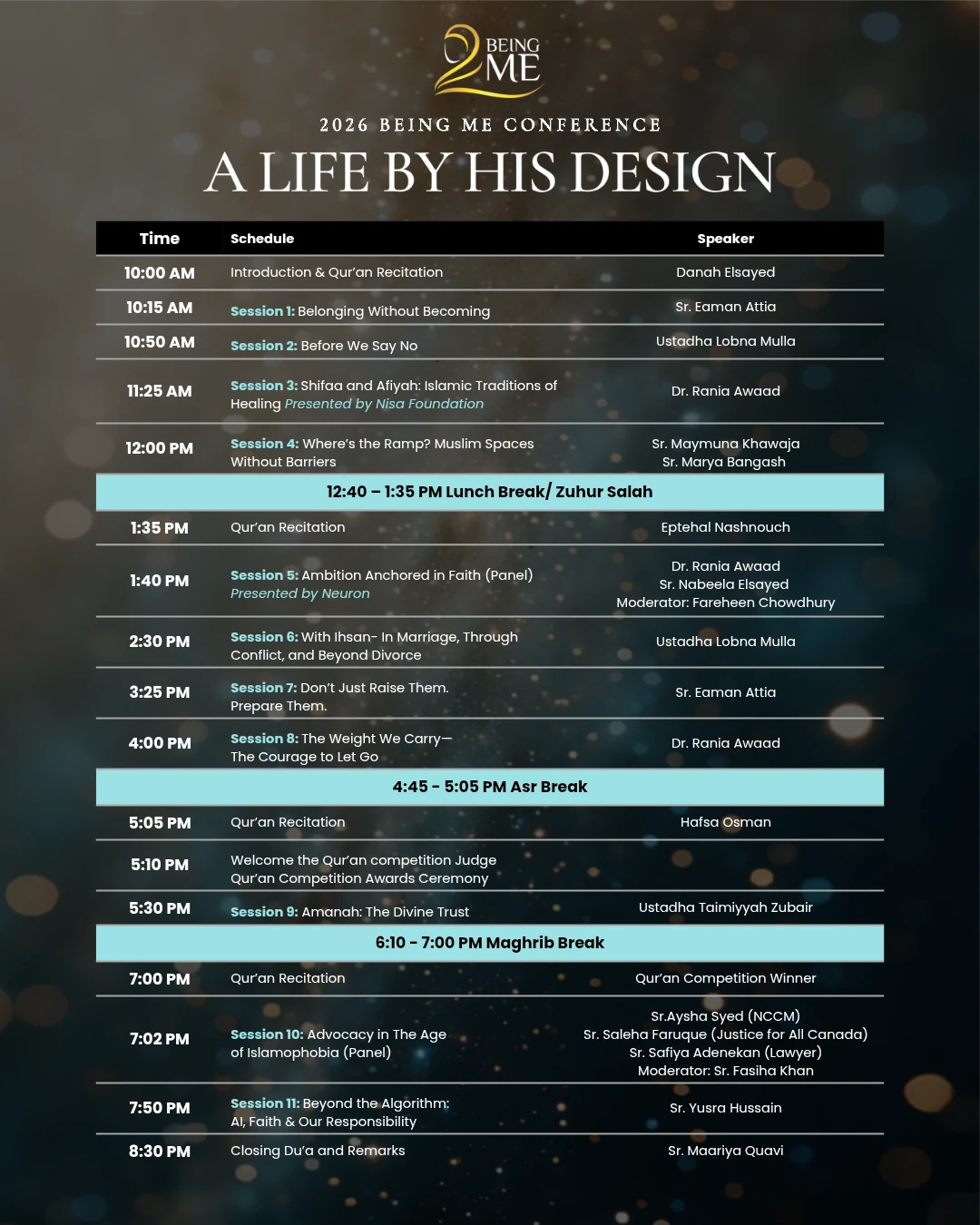 2026 Being ME Conference program — A Life by His Design